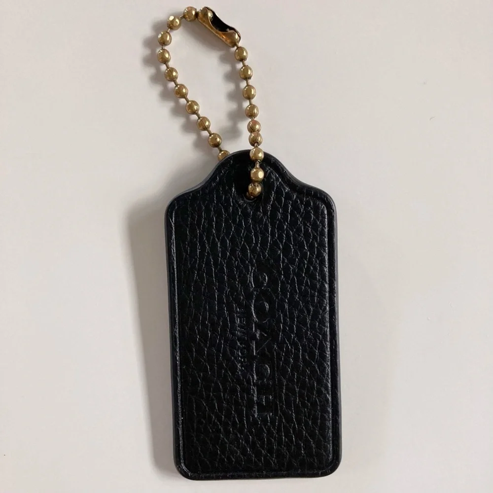 Coach Black Leather Tag Charm